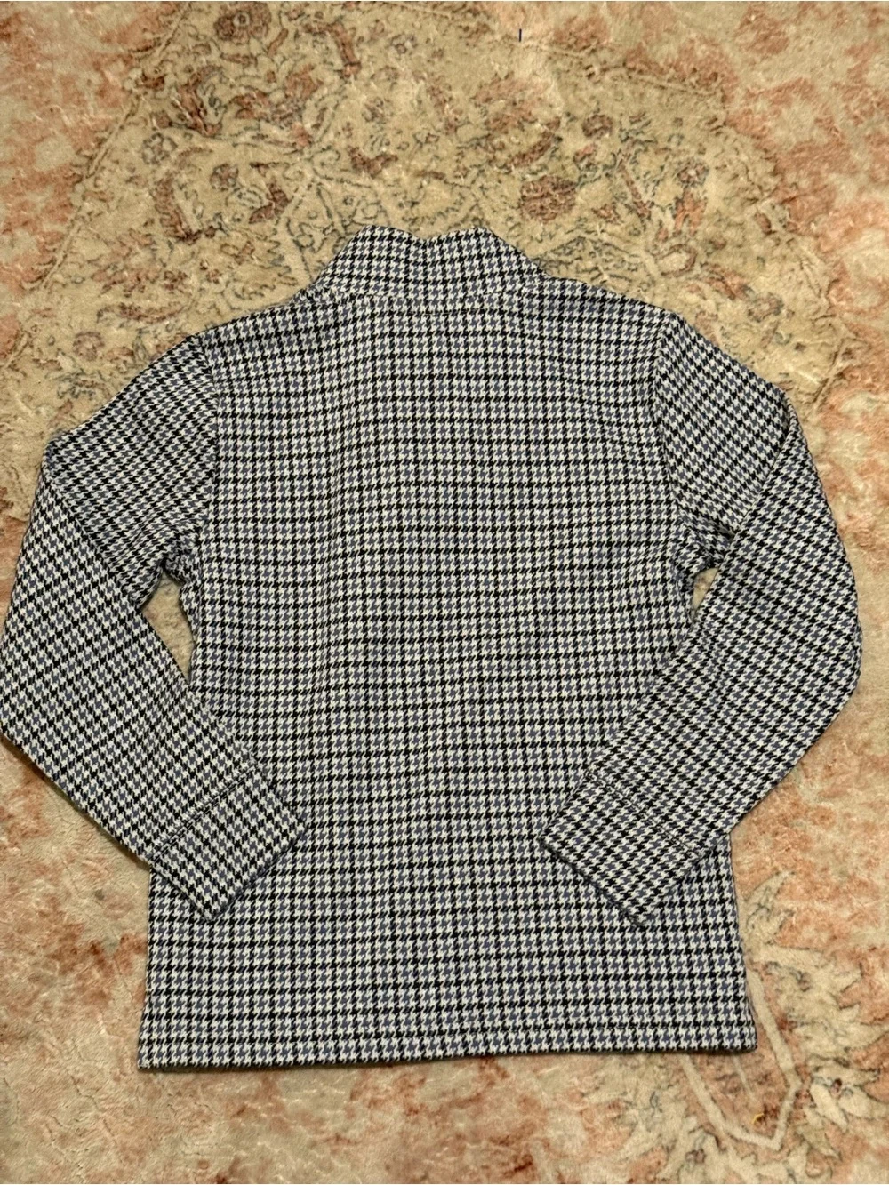 Janie and Jack Navy and White Houndstooth Quarter-Zip Sweater
